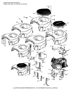 Kt735-3101 Blower Housing Diagram and Parts List for KT735-3101  Cub Cadet Lawn Tractor